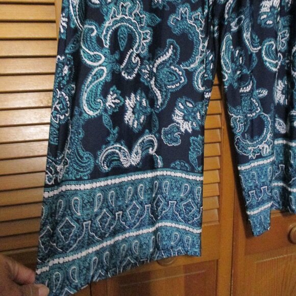 JohnPaulRichard NEW wide leg crop pants, pull on stretchy navy blue size XL - Picture 2 of 8